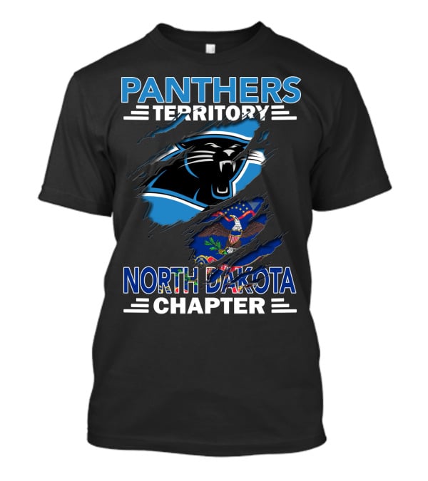 Panthers Territory North Dakota Chapter With Carolina Panthers Logo And North Dakota Flag T-Shirt