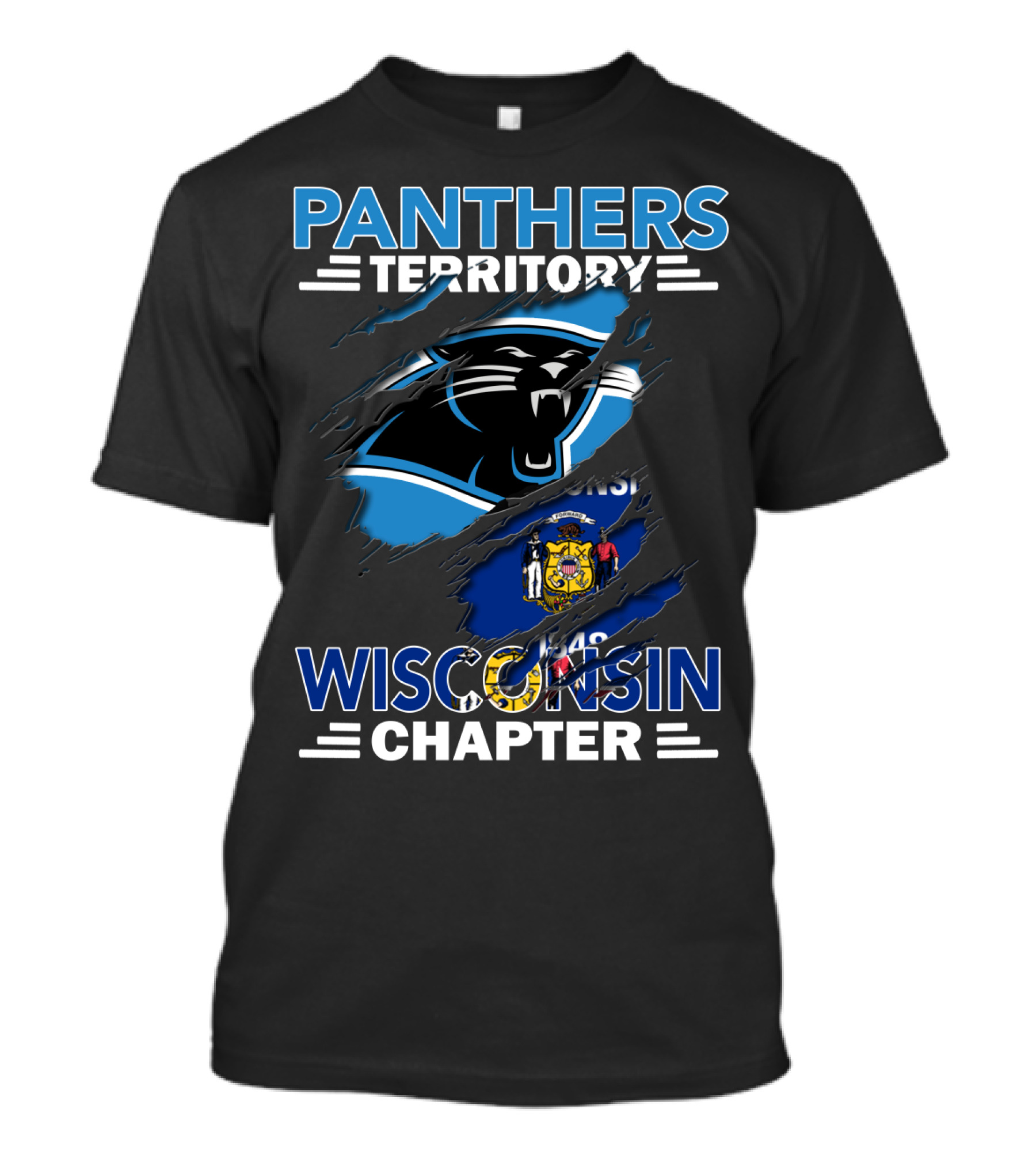 Panthers Territory Wisconsin Chapter Flag And Panther Logo Combination T-Shirt