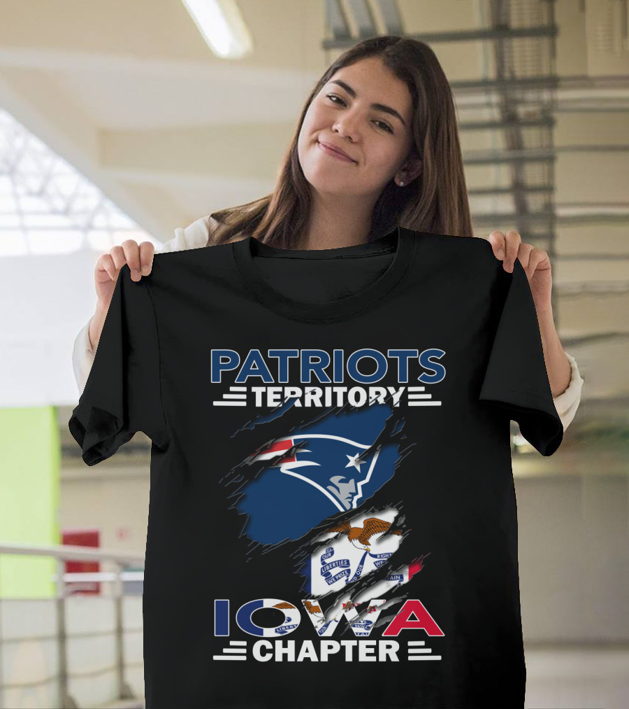 Patriots Territory Iowa Chapter New England Patriots Flag Emblem T-Shirt