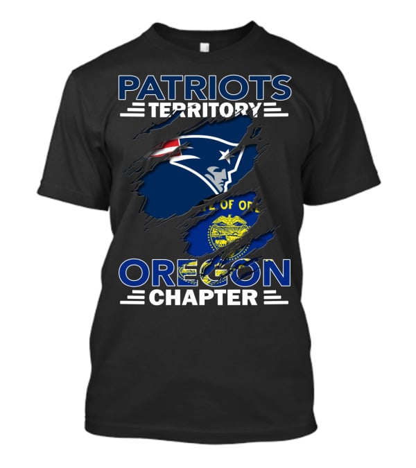 Patriots Territory Oregon Chapter Ripped Blue Face State Flag T-Shirt