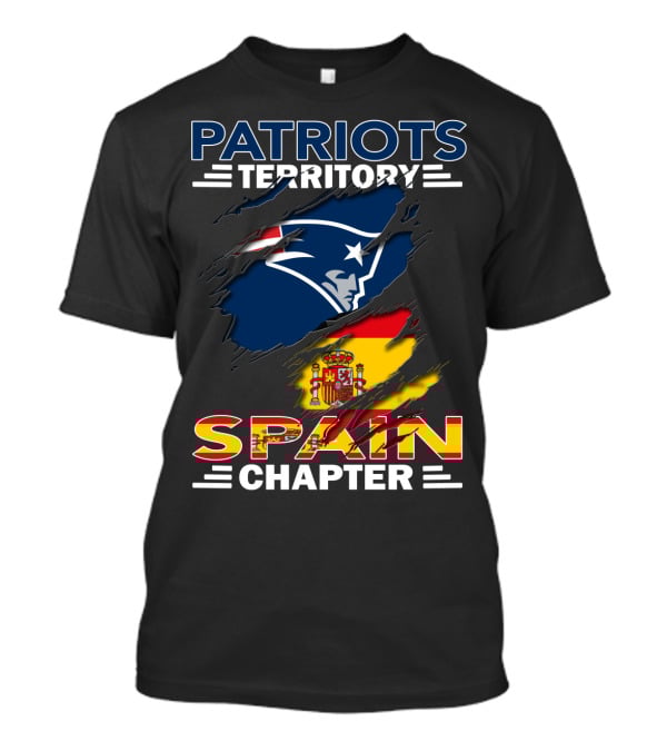 Patriots Territory Spain Chapter With Team Logo And Flag T-Shirt
