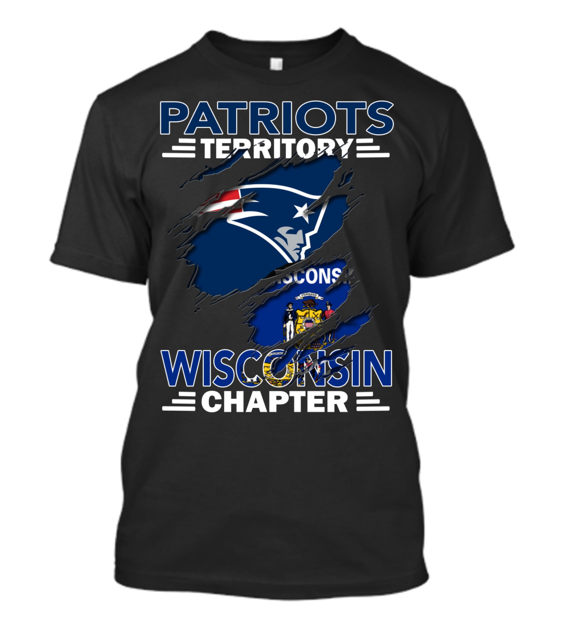 Patriots Territory Wisconsin Chapter Logo With State Flag Elements T-Shirt