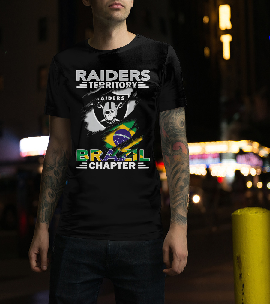 Raiders Territory Brazil Chapter Raiders Logo Brazil Flag T-Shirt