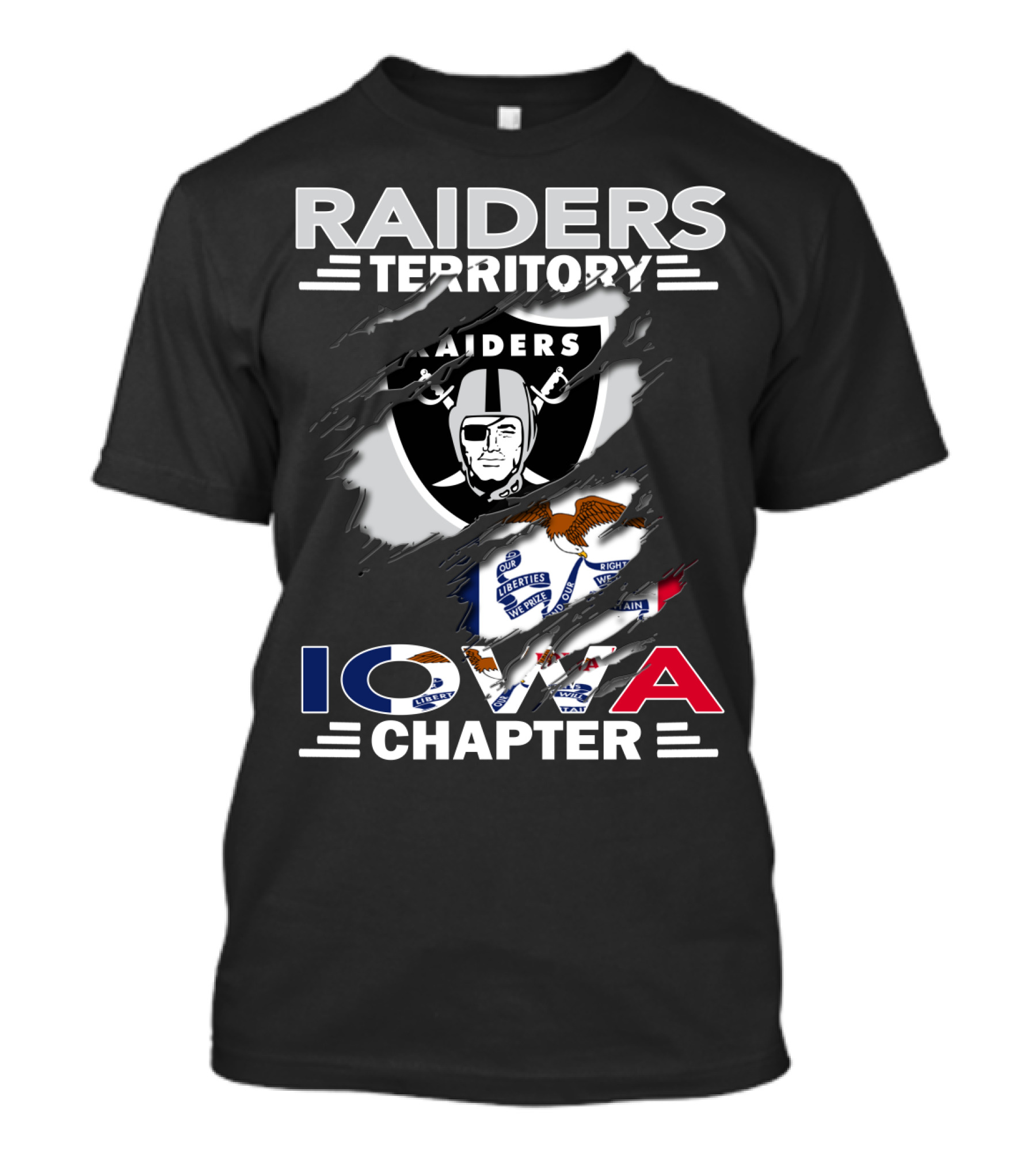 Raiders Territory Iowa Chapter Emblem With State Flag Elements T-Shirt