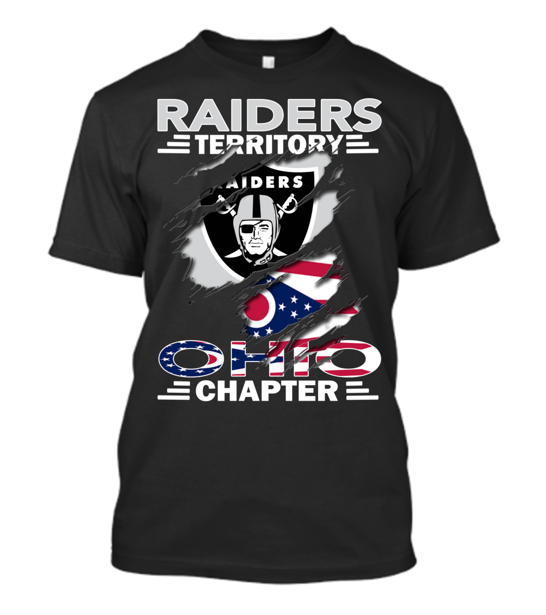 Raiders Territory Ohio Chapter With Ohio Flag And Raiders T-Shirt