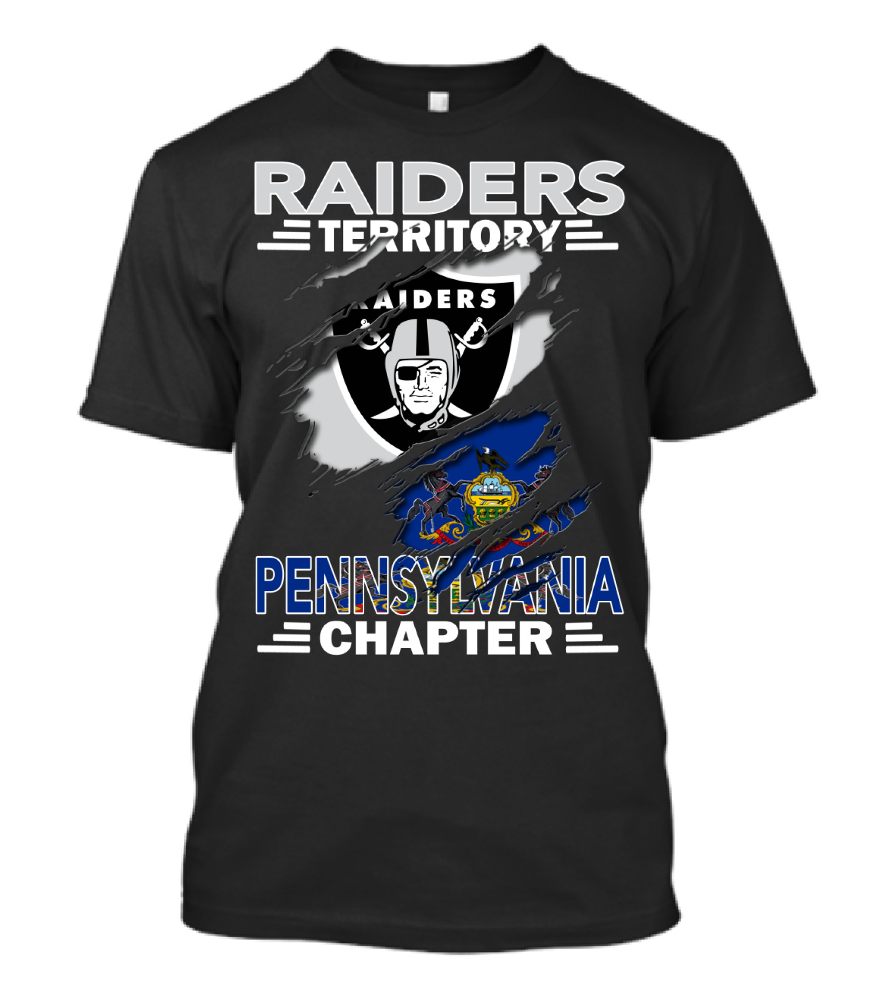 Raiders Territory Pennsylvania Chapter Flag And Logo Mashup T-Shirt