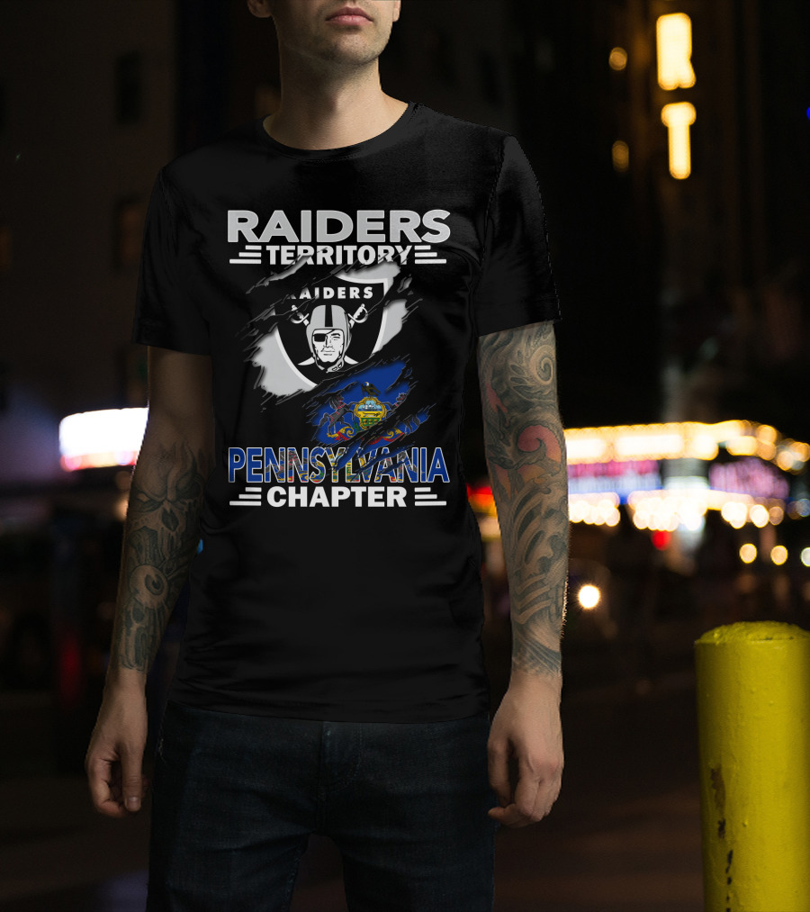 Raiders Territory Pennsylvania Chapter Flag And Logo Mashup T-Shirt