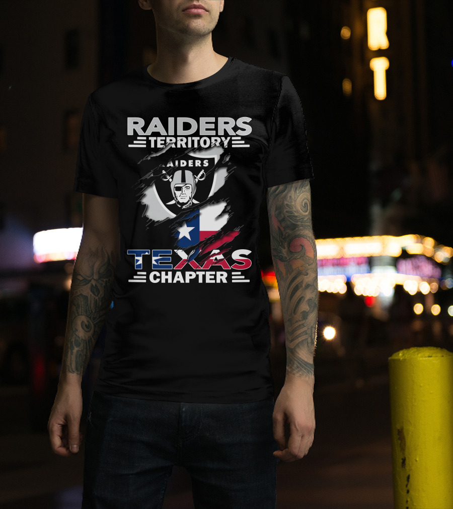 Raiders Territory Texas Chapter Flag And Shield Emblem T-Shirt