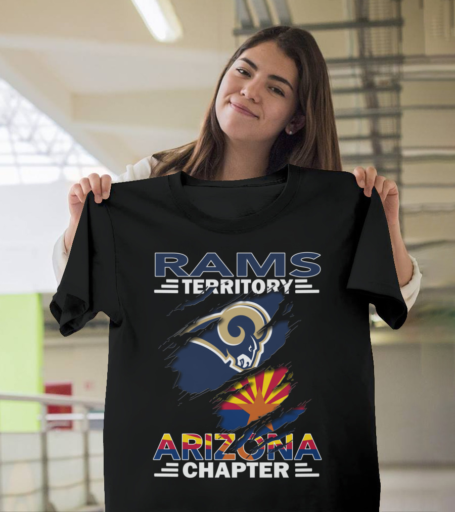 Rams Territory Arizona Chapter Logo With Arizona Flag And Rams T-Shirt