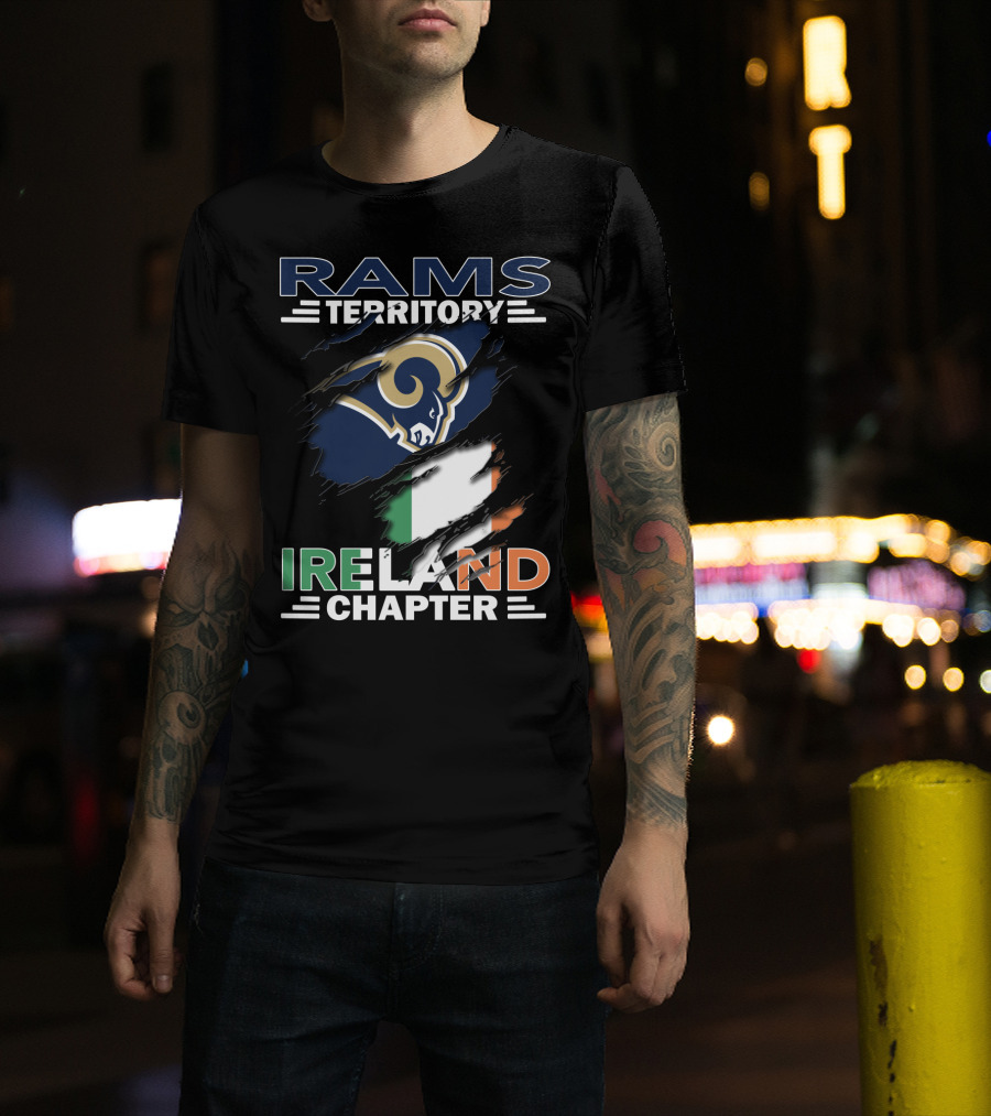 Rams Territory Ireland Chapter NFL Fan Logo With Irish Flag T-Shirt