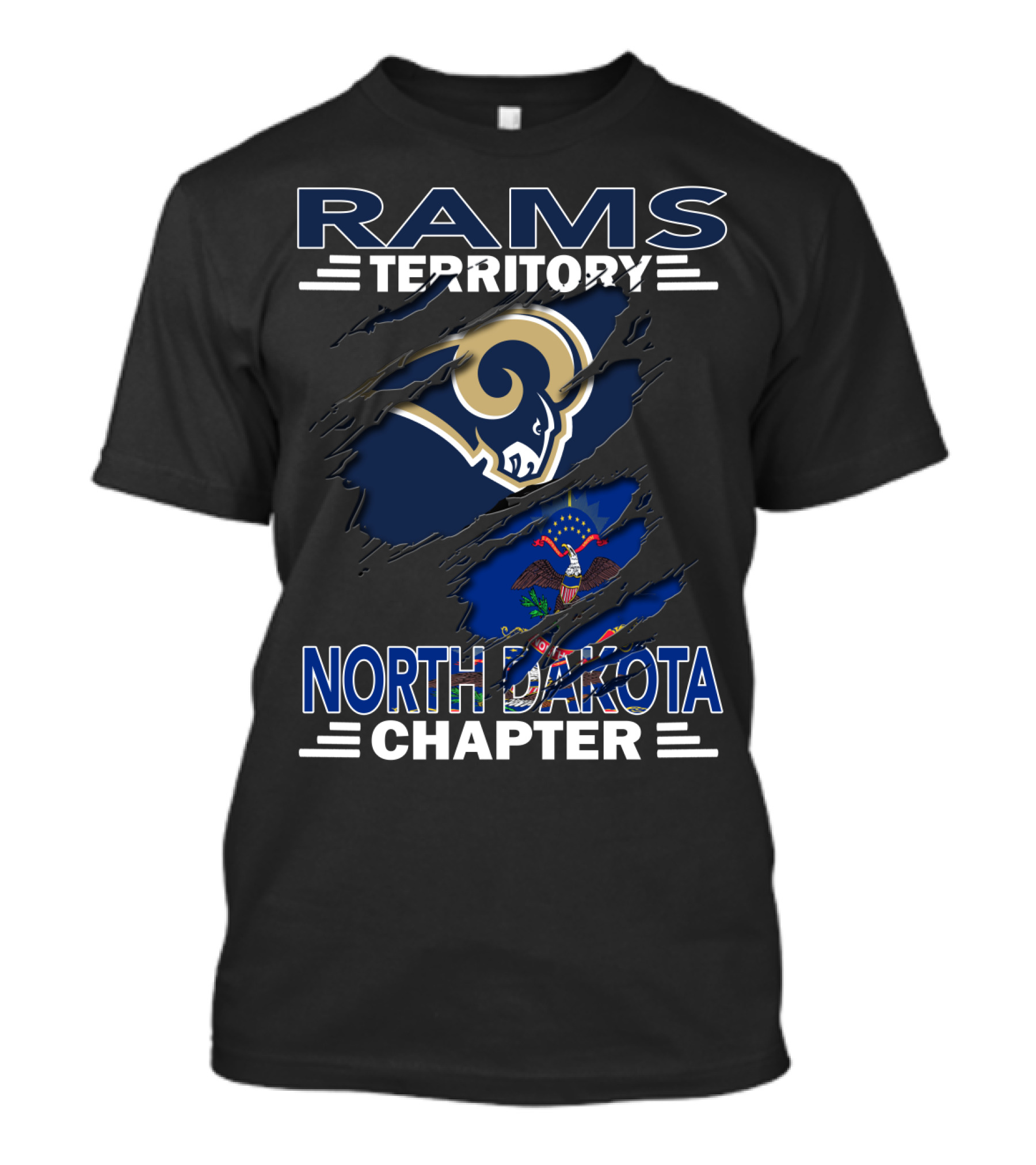Rams Territory North Dakota Chapter With Rams Logo And State Flag Elements T-Shirt