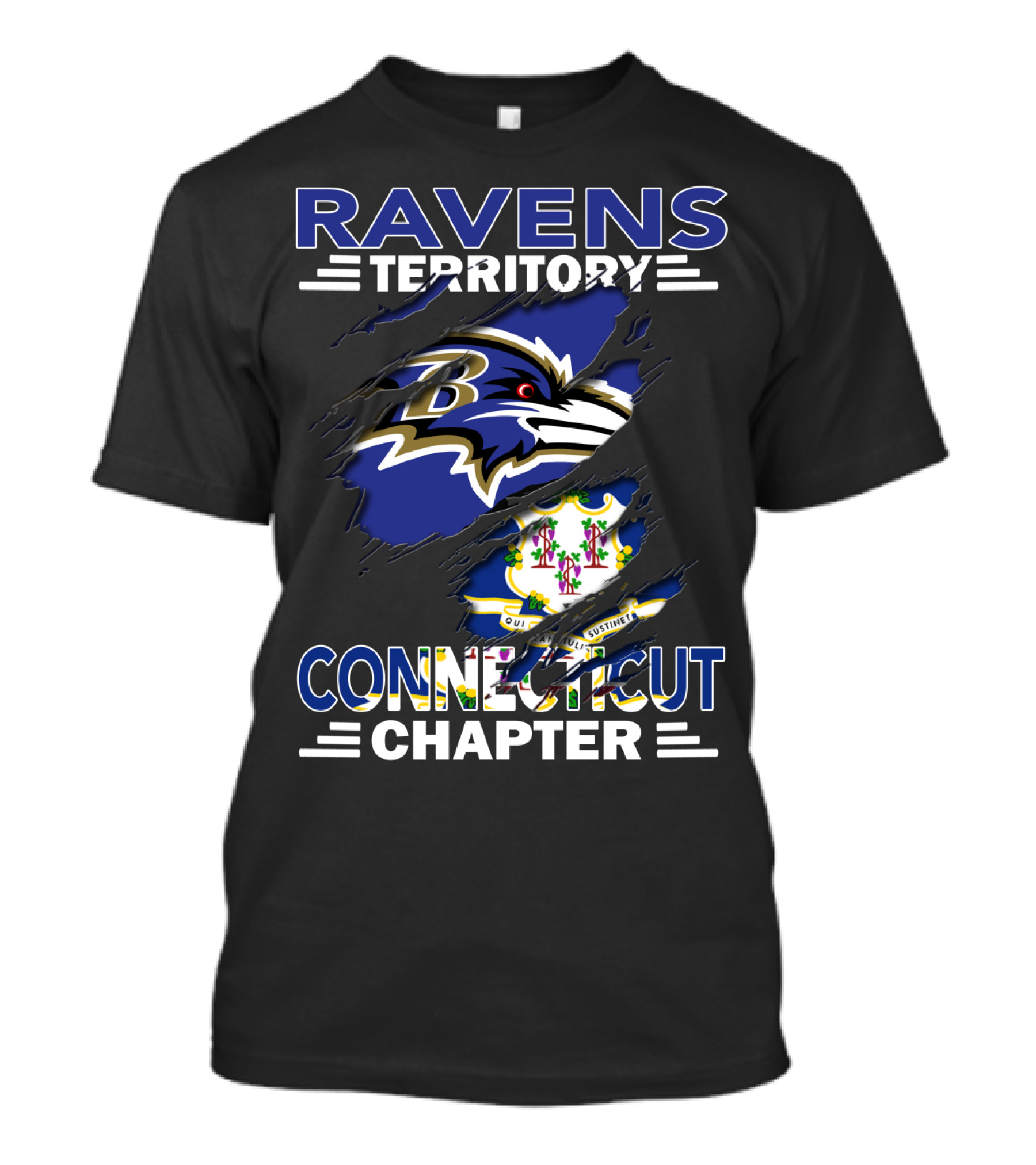 Ravens Territory Connecticut Chapter Nfl Team Fan Association Ravens Logo Connecticut Symbol T-Shirt