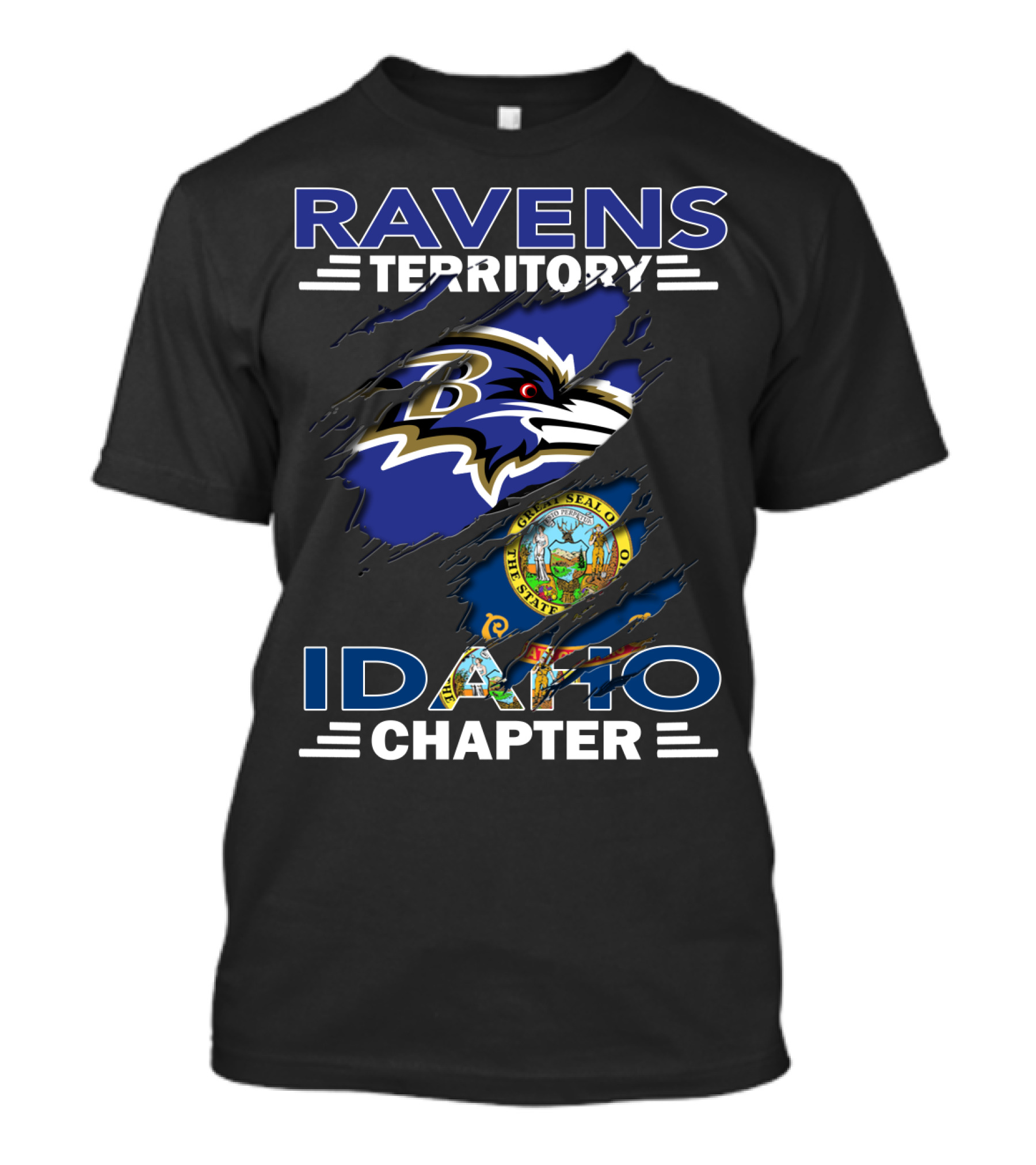 Ravens Territory Idaho Chapter Baltimore Ravens State Seal T-Shirt