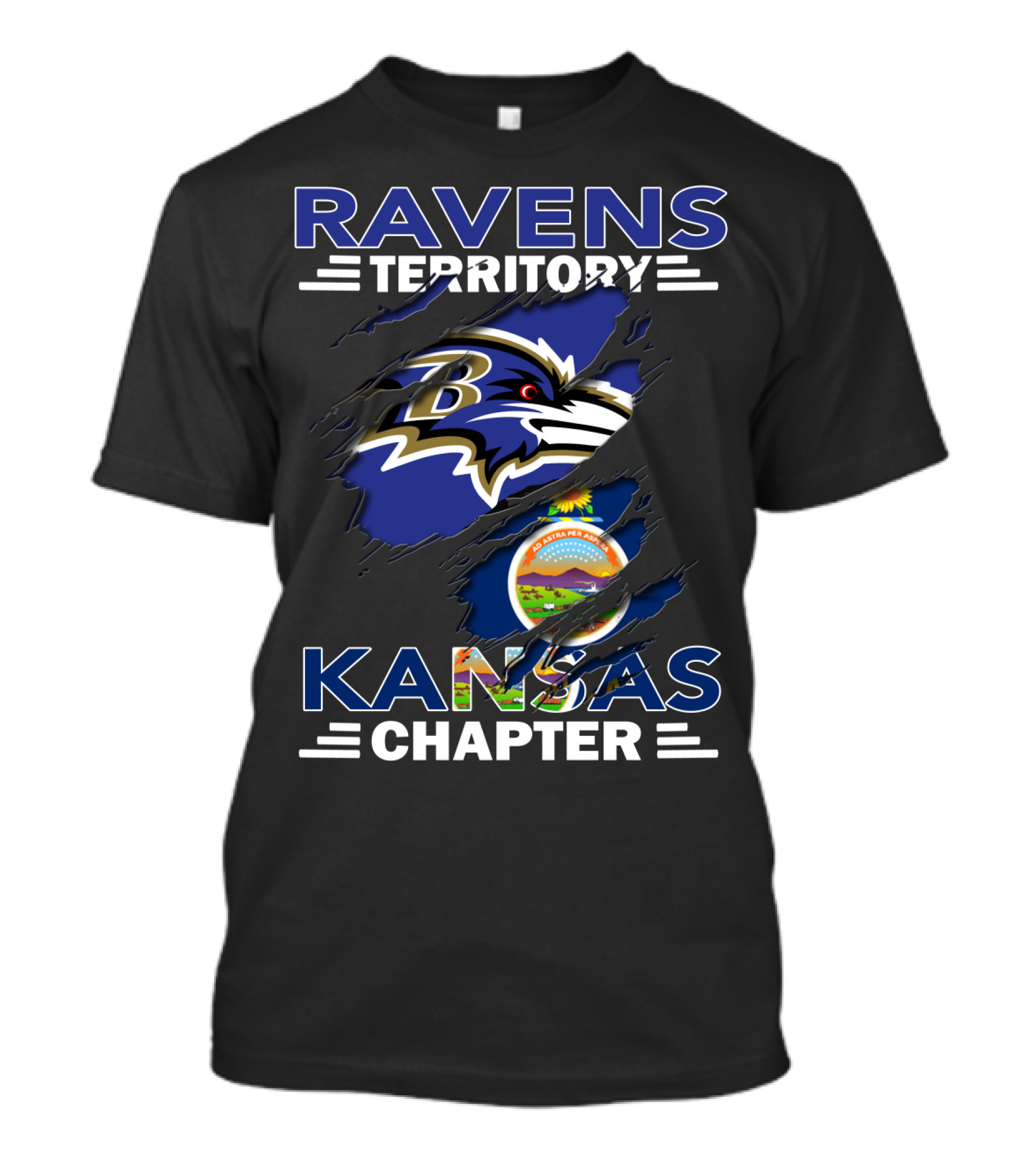 Ravens Territory Kansas Chapter Baltimore Ravens Kansas State Seal T-Shirt
