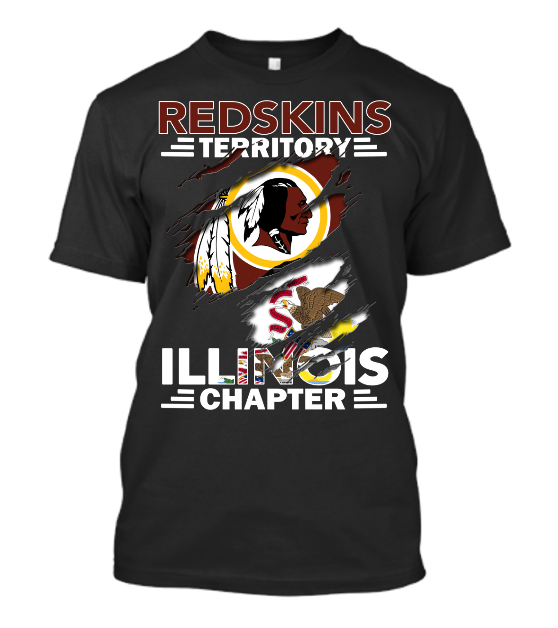 Redskins Territory Illinois Chapter Nfl Logo Illinois State Flag T-Shirt