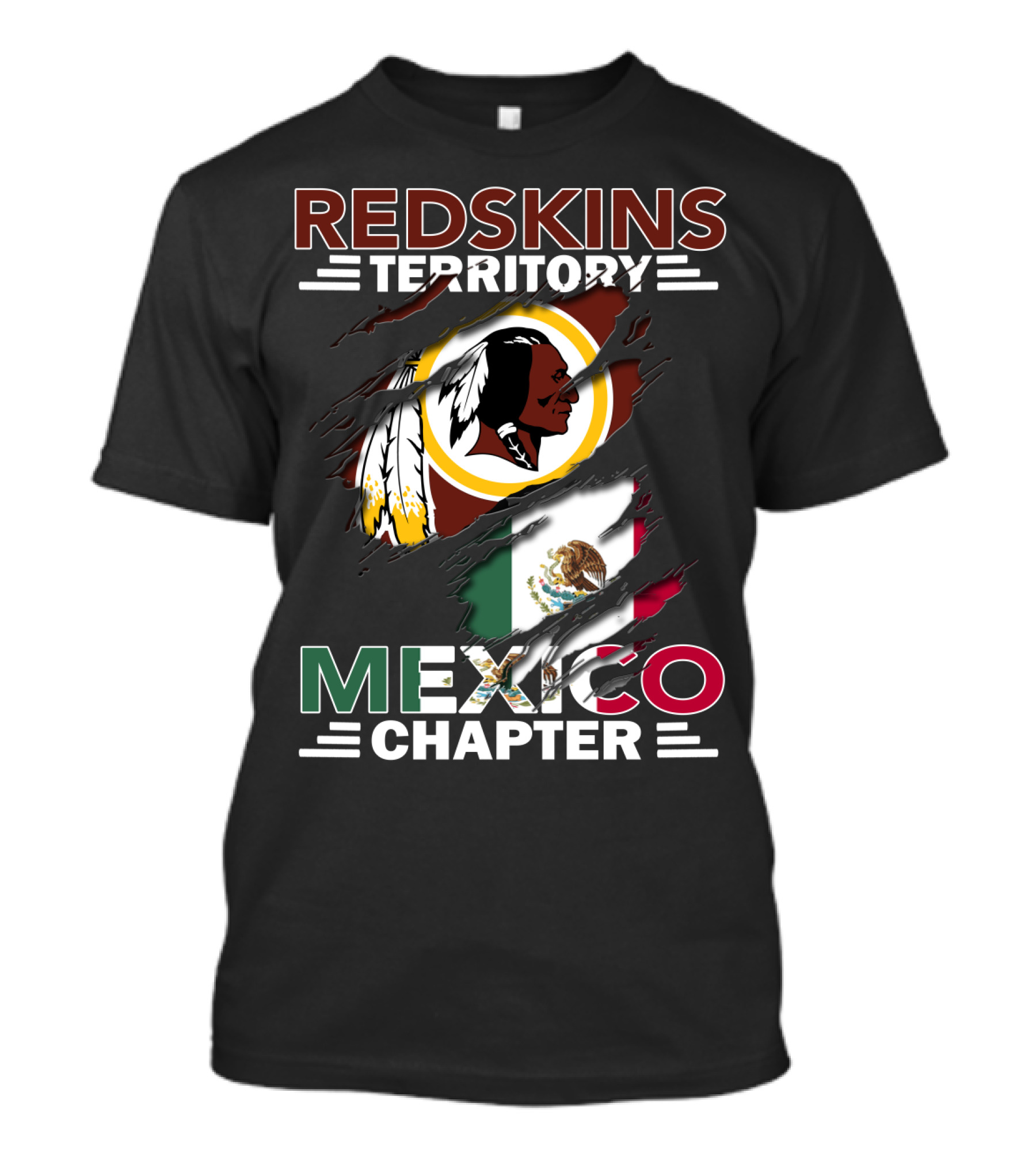 Redskins Territory Mexico Chapter Flag And Logo Tribute T-Shirt