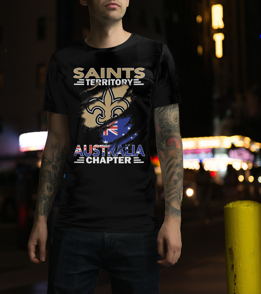 Saints Territory Fleur-de-Lis Australia Chapter Flag T-Shirt