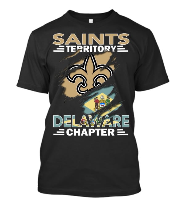 Saints Territory Delaware Chapter Fleur-de-Lis And State Flag T-Shirt