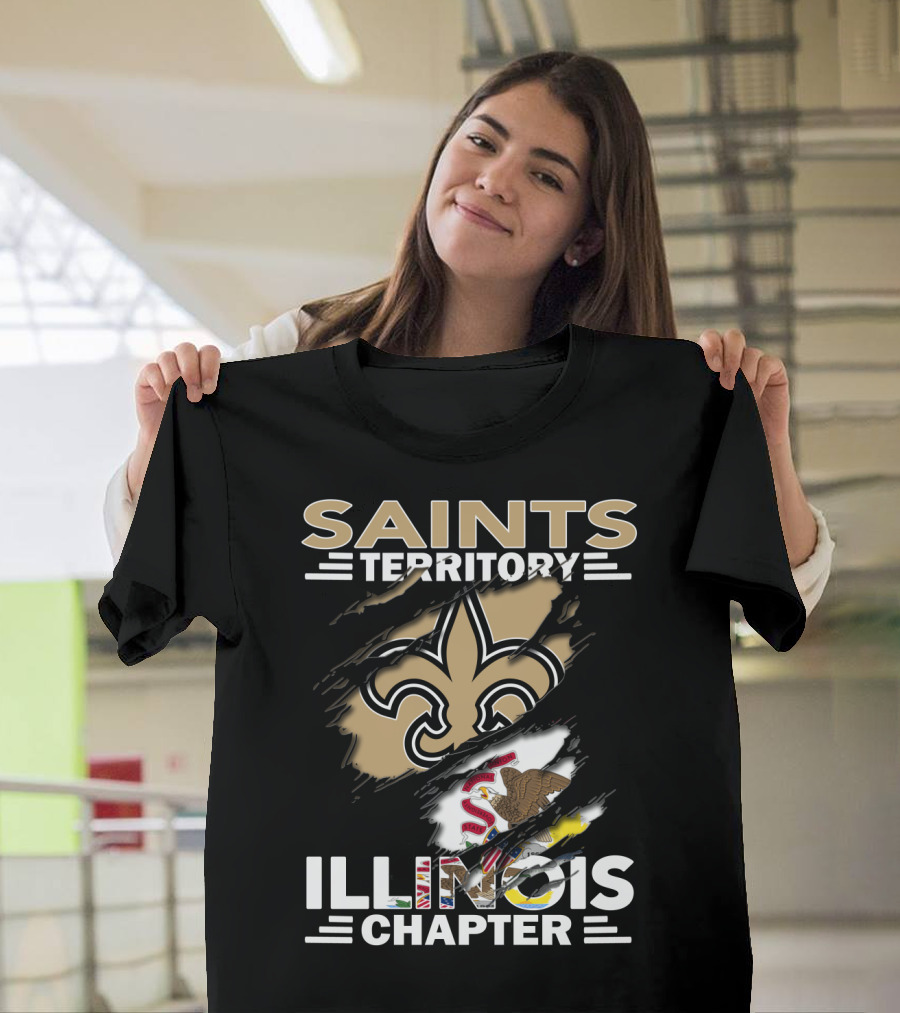 Saints Territory Illinois Chapter Fleur-de-Lis and State Flag T-Shirt