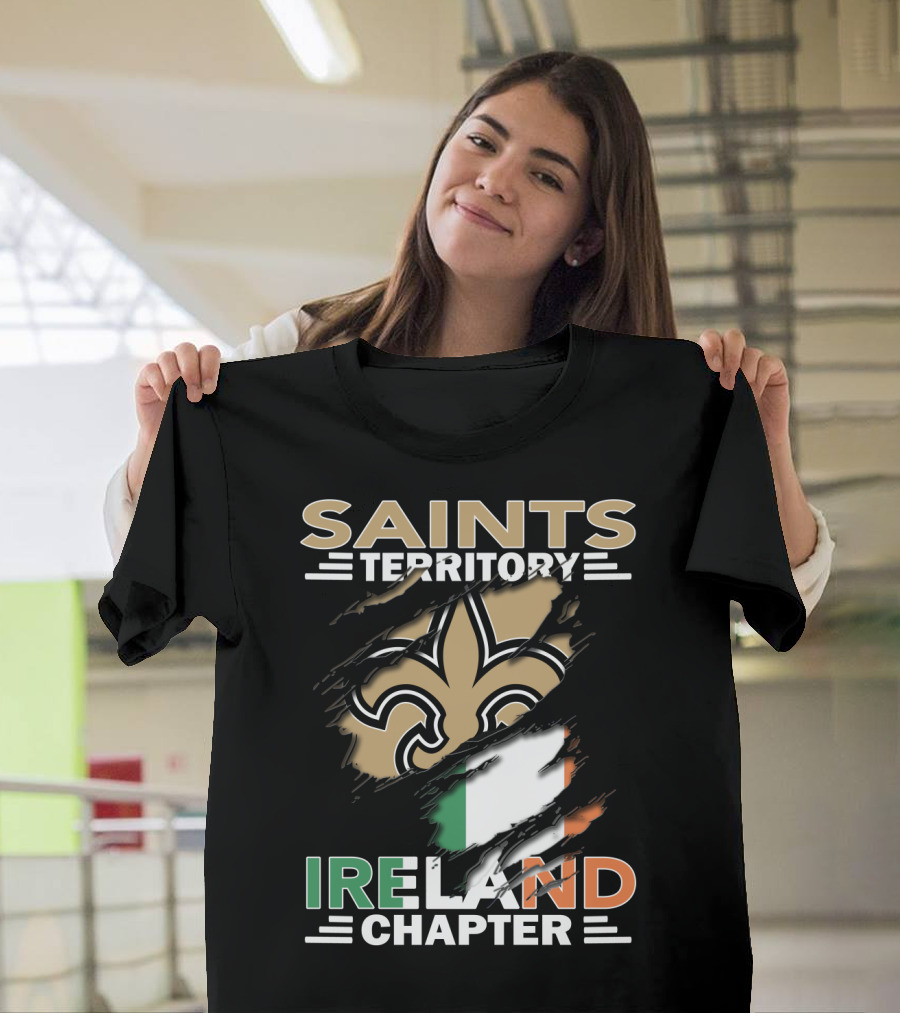 SAINTS TERRITORY IRELAND CHAPTER Fleur-de-Lis With Irish Flag T-Shirt