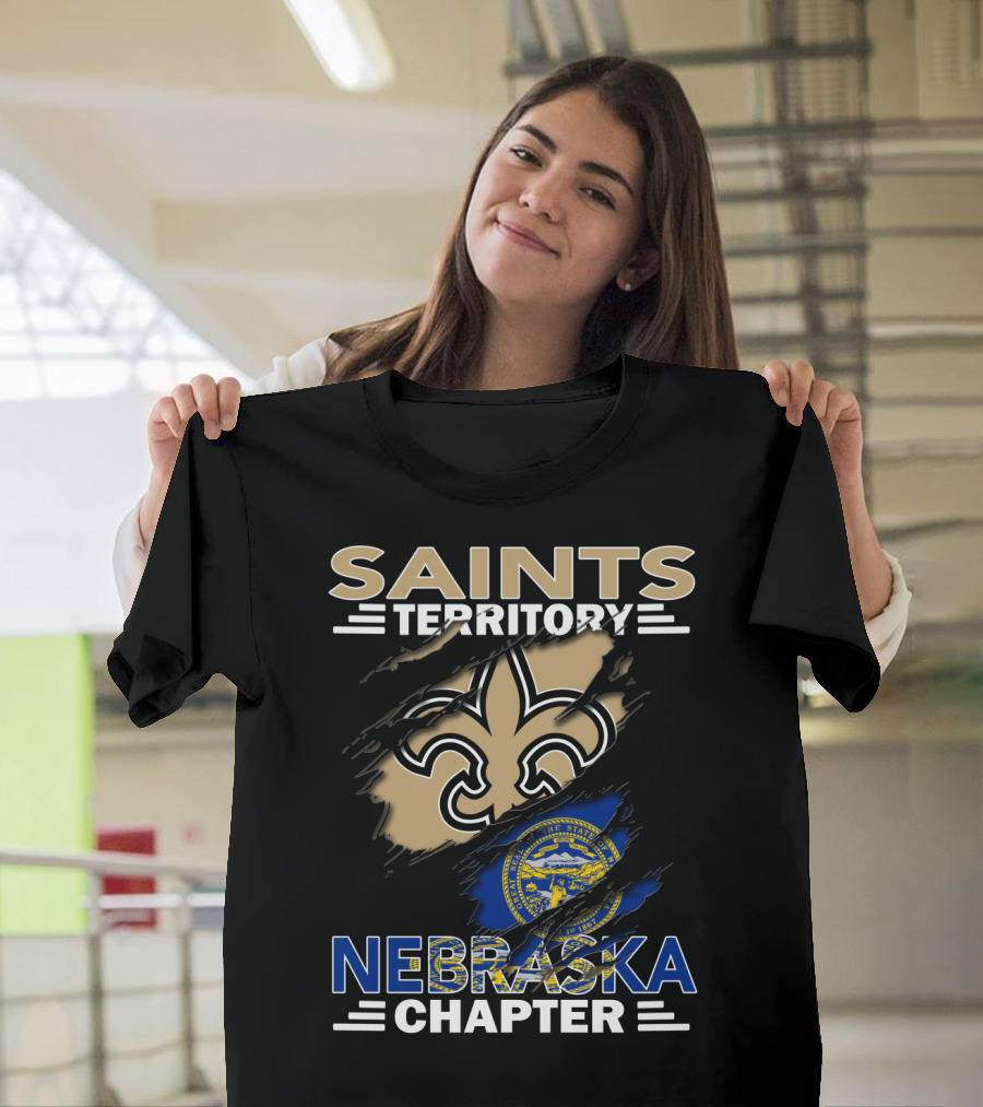 Saints Territory Nebraska Chapter Fleur-De-Lis Nebraska State Seal T-Shirt