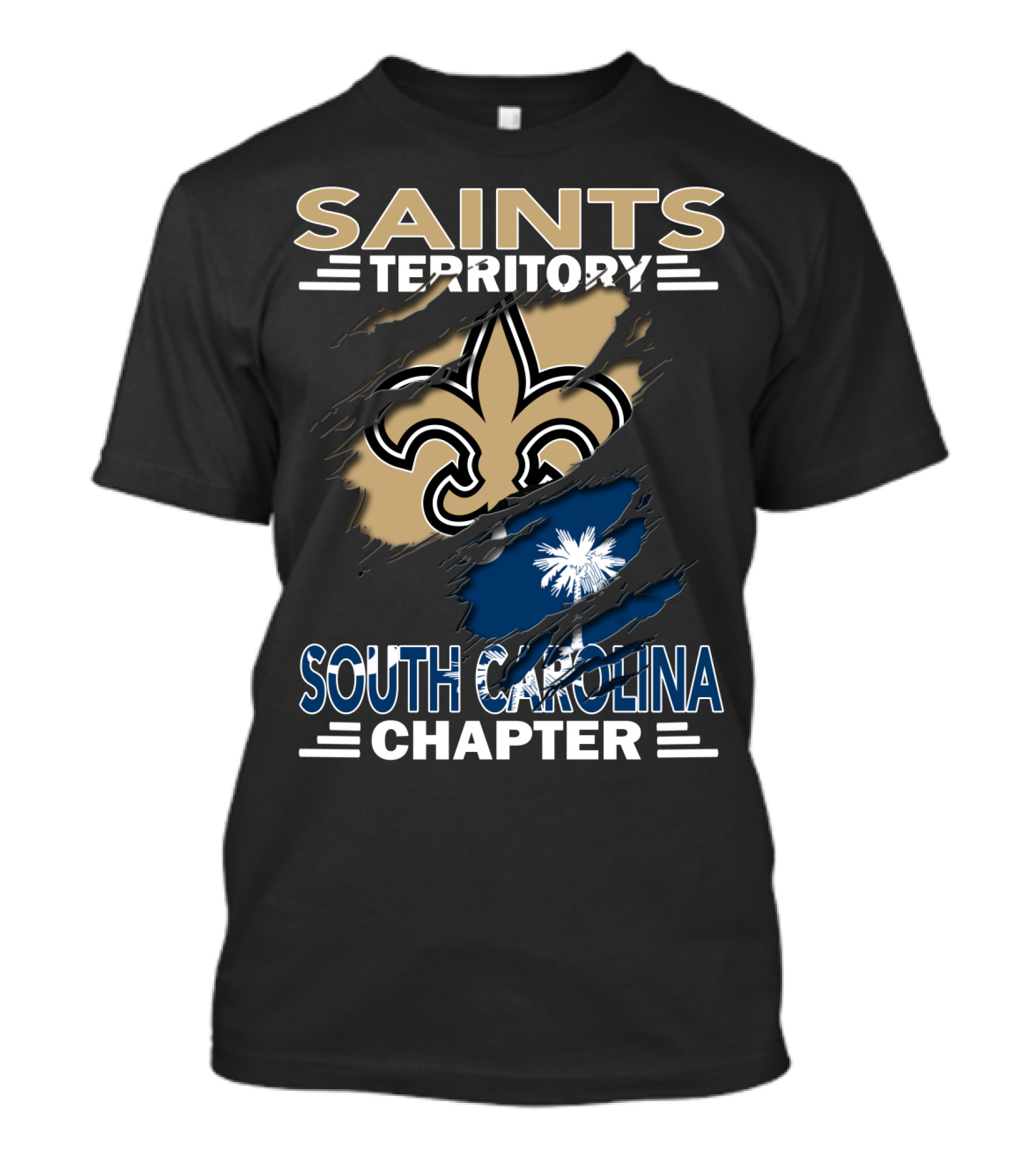 Saints Territory South Carolina Chapter Fleur-de-lis And Palmetto Flag T-Shirt