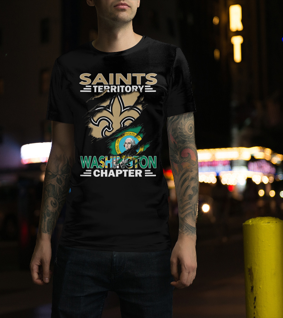 Saints Territory Washington Chapter Seal Fleur-de-Lis T-Shirt