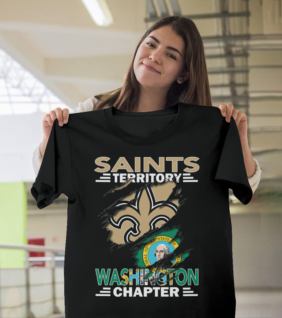 Saints Territory Washington Chapter Seal Fleur-de-Lis T-Shirt