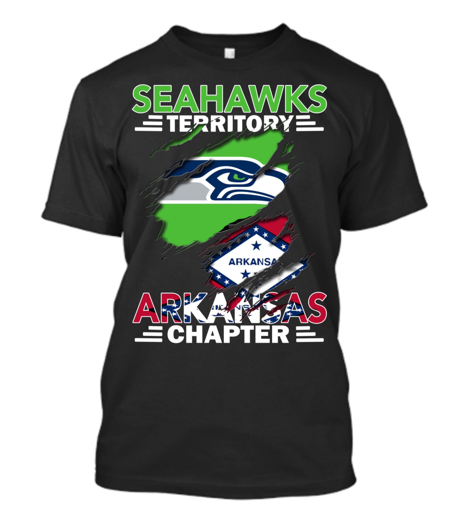 Seahawks Territory Arkansas Chapter Seahawks Logo And Arkansas Flag T-Shirt