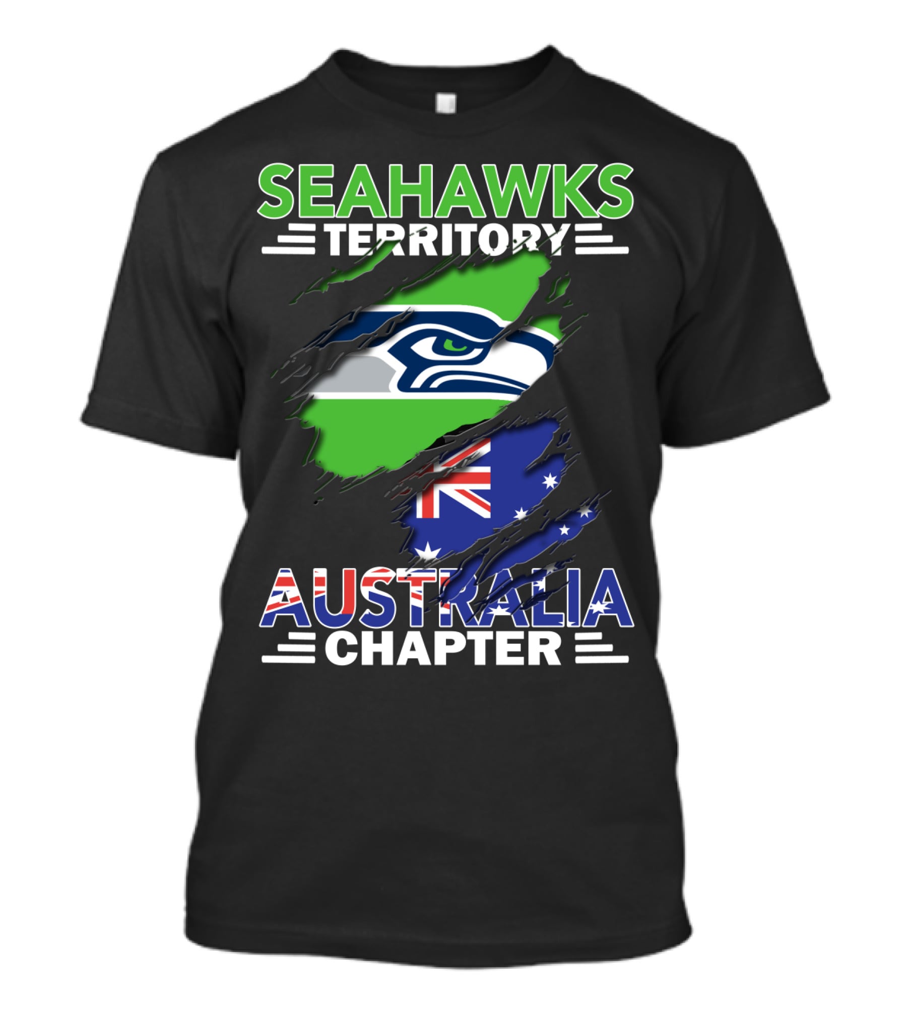 Seahawks Territory Australia Chapter Flag And Logo Fusion T-Shirt