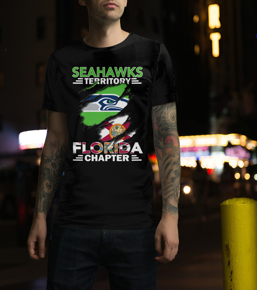 Seahawks Territory Florida Chapter Flag Rip T-Shirt