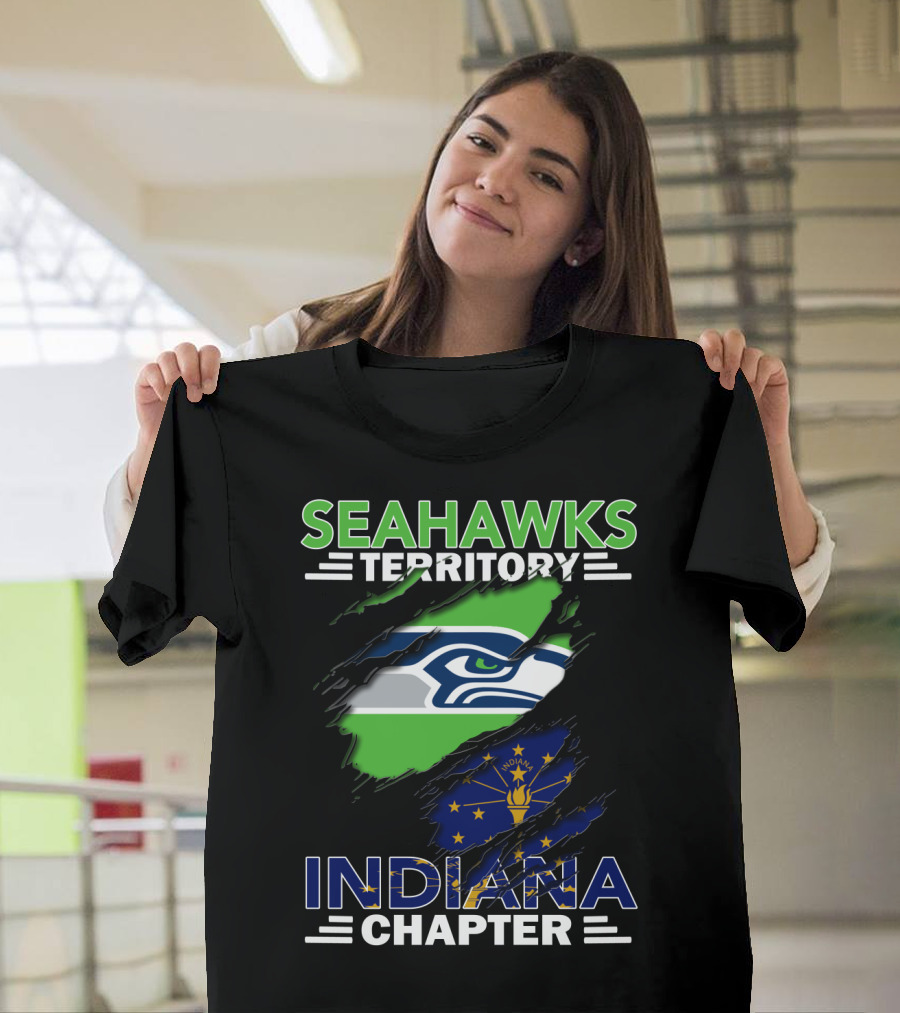 Seahawks Territory Indiana Chapter with Seattle Seahawks and Indiana State T-Shirt