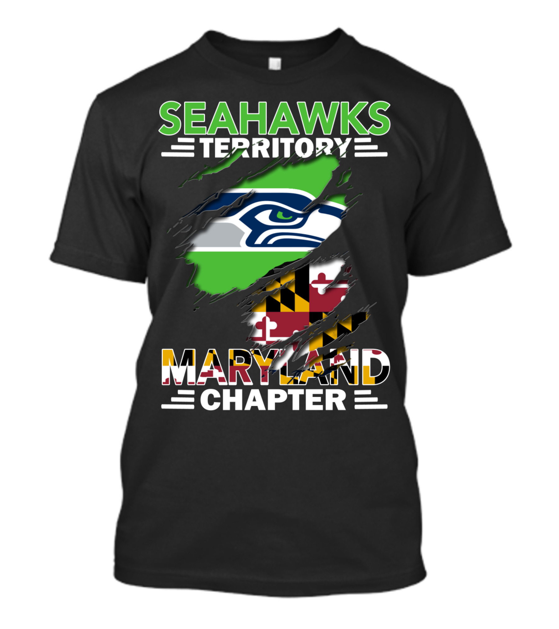 Seahawks Territory Maryland Chapter Flag And Logo Integration T-Shirt