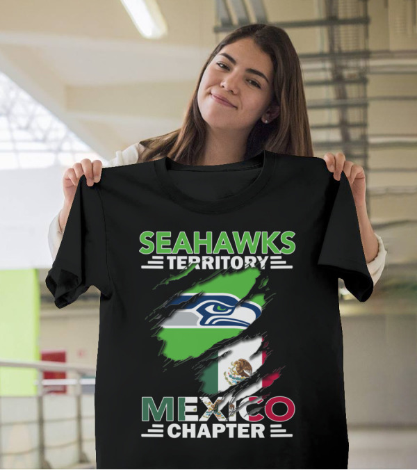 Seahawks Territory Mexico Chapter Flag And Logo Fusion T-Shirt