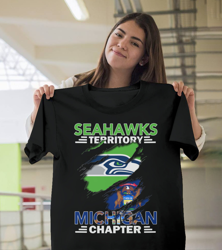 Seahawks Territory Michigan Chapter State and Team Logo Integration T-Shirt