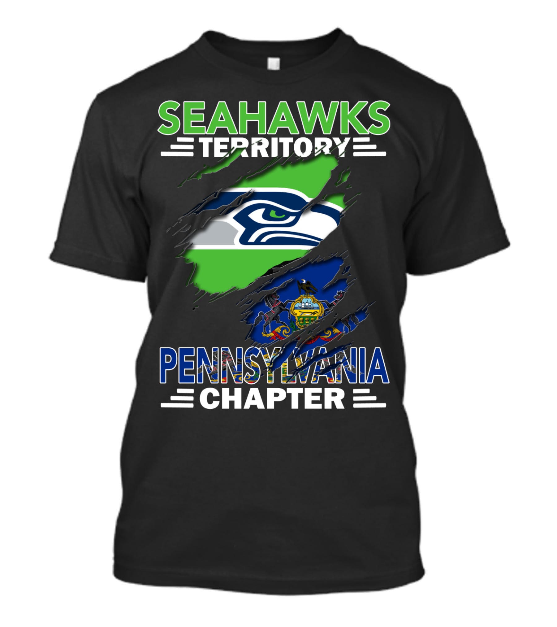 Seattle Seahawks Territory Pennsylvania Chapter Flag T-Shirt