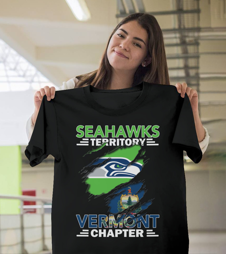 Seahawks Territory Vermont Chapter Ripped Flag T-Shirt