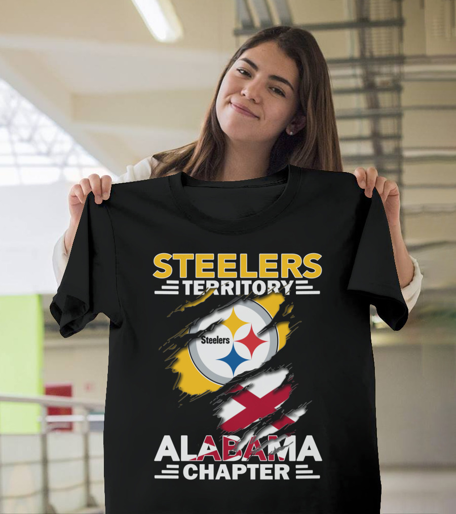Steelers Territory Alabama Chapter Logo with Steelmark and Alabama Flag Elements T-Shirt