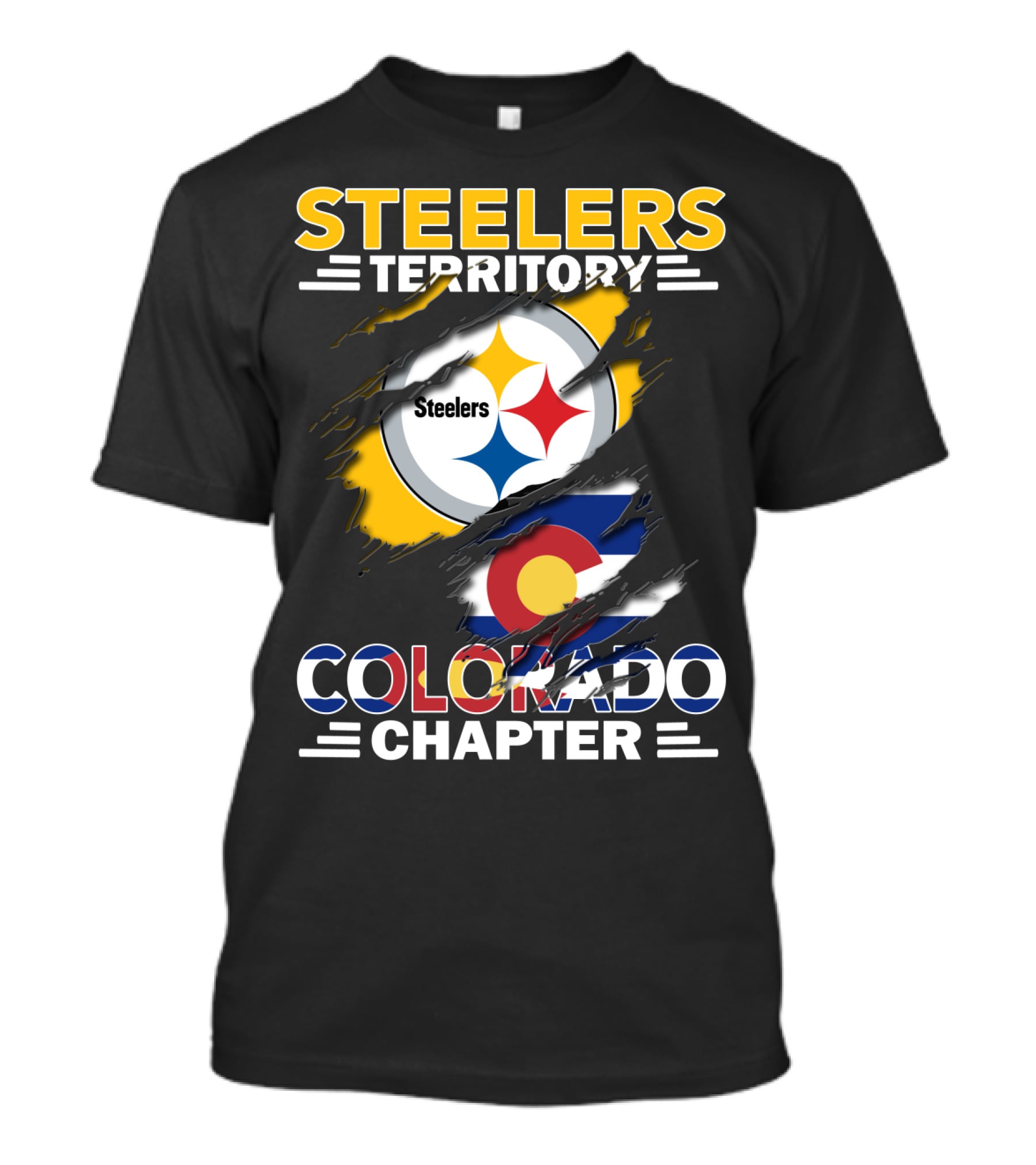 Steelers Territory Colorado Chapter Steelers Logo Colorado Flag T-Shirt
