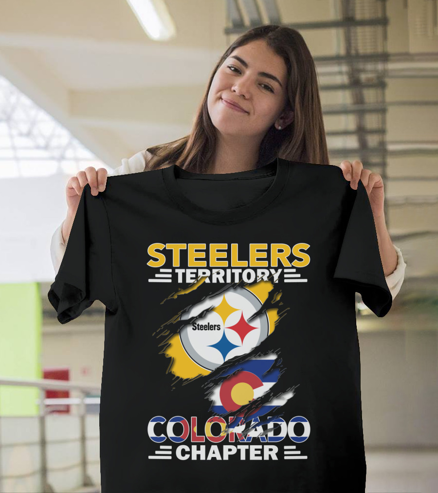 Steelers Territory Colorado Chapter Steelers Logo Colorado Flag T-Shirt