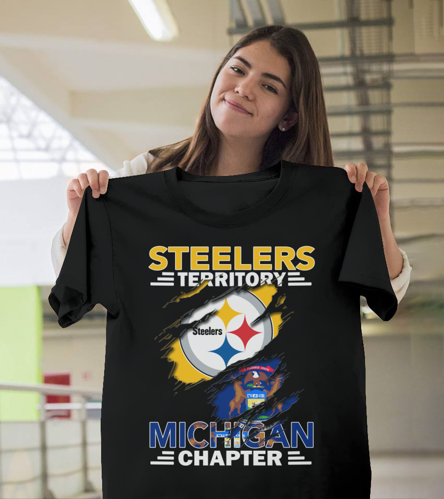Steelers Territory Michigan Chapter Flag Fusion T-Shirt