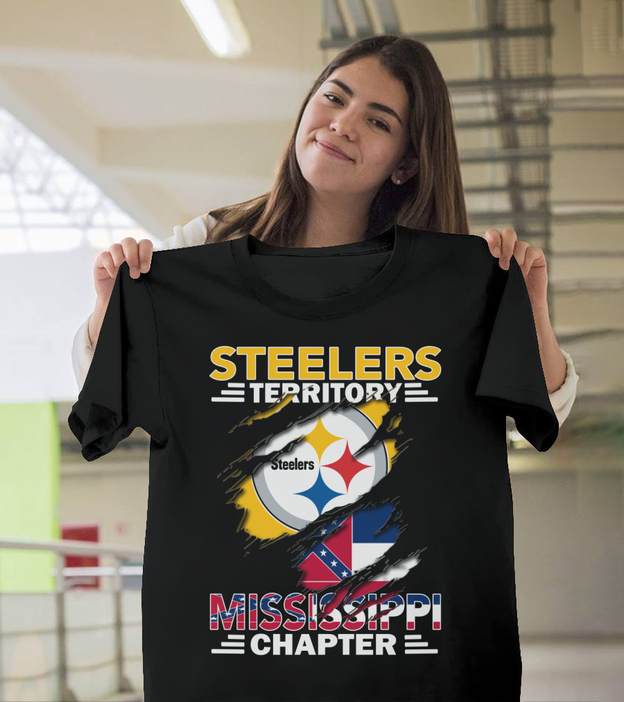 Steelers Territory Mississippi Chapter Steel Logo And Flag T-Shirt