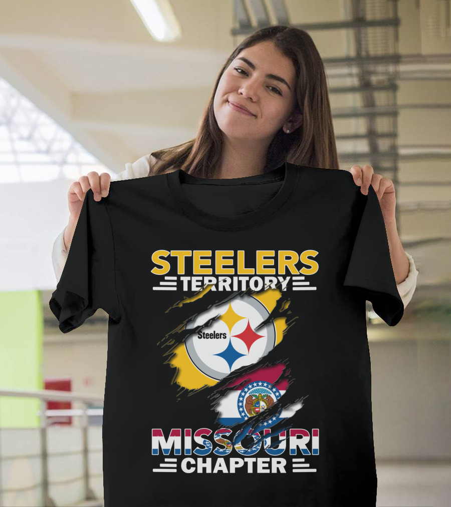 Steelers Territory Missouri Chapter Emblem With State Flag T-Shirt