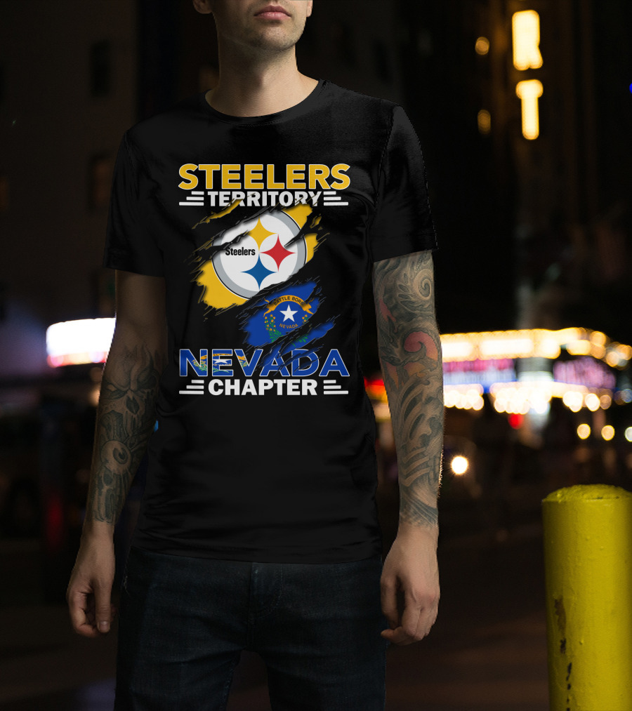 Steelers Territory Nevada Chapter Battle Born Flag Tribute T-Shirt