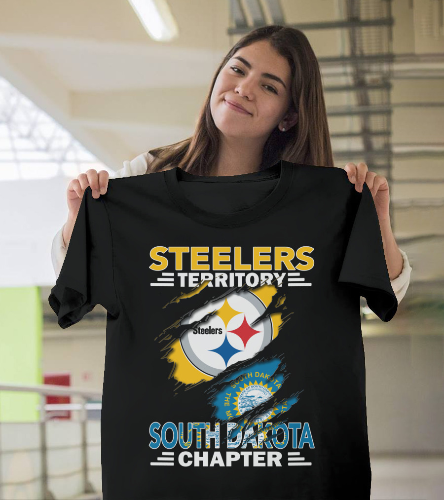 Steelers Territory South Dakota Chapter Ripped Flag T-Shirt