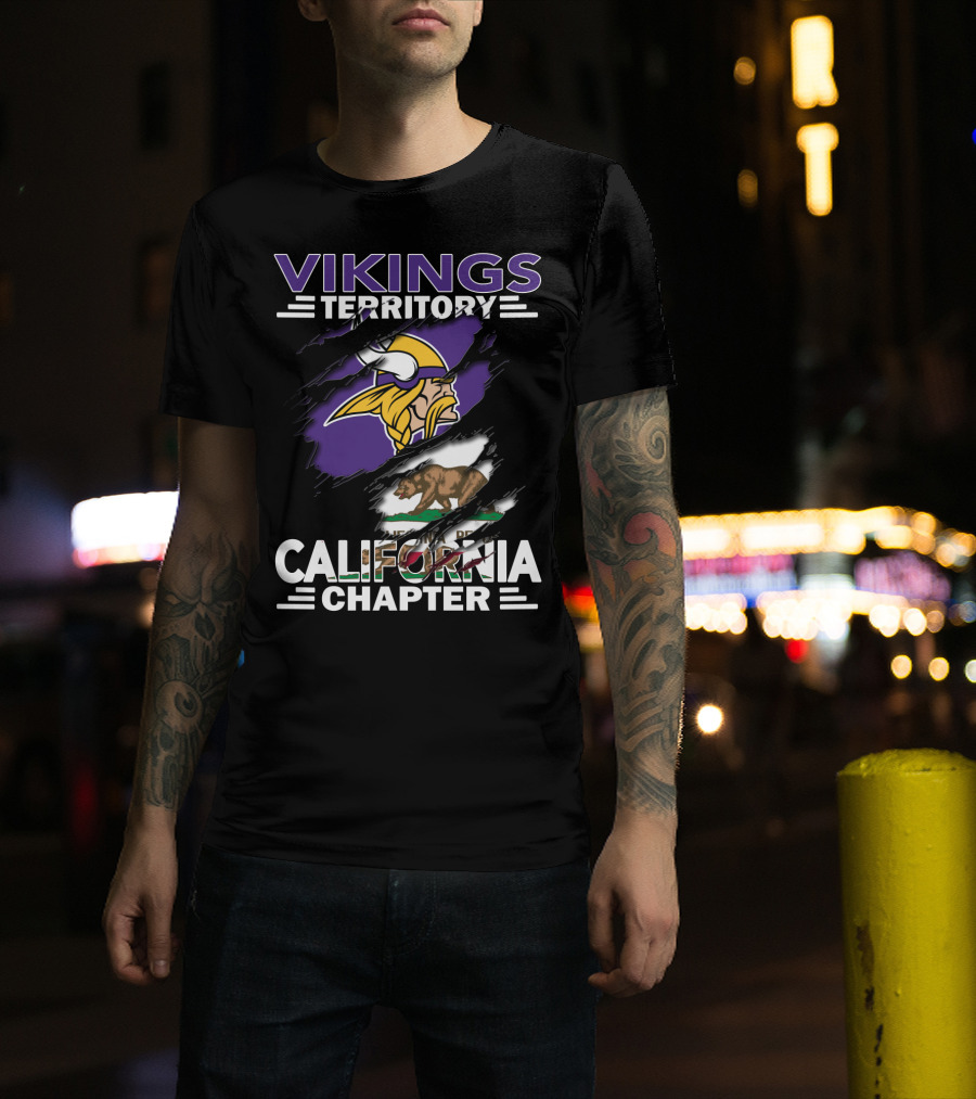 Vikings Territory California Chapter With Logo And Bear Flag Elements T-Shirt