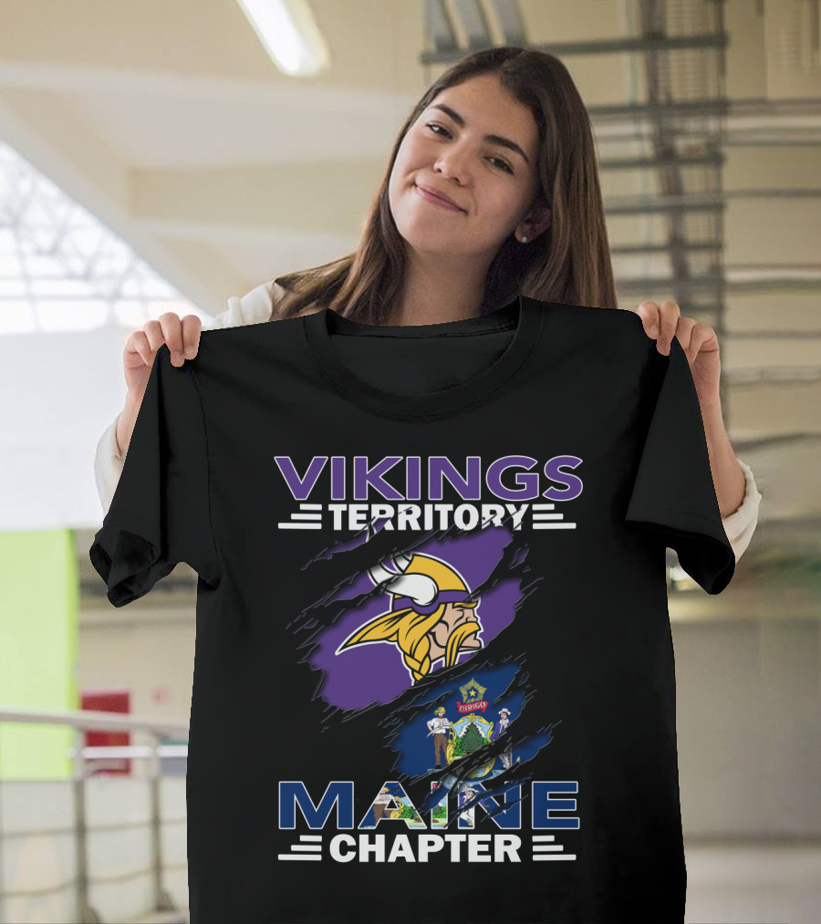 Vikings Territory Maine Chapter Nordic Heritage and State Pride T-Shirt
