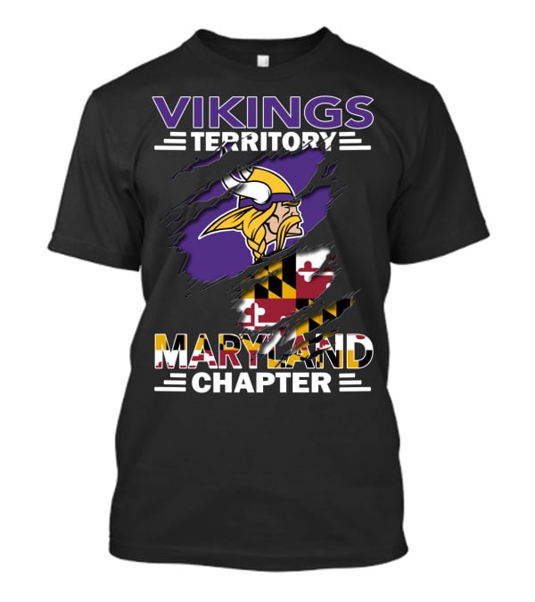 Vikings Territory Maryland Chapter Ripped State Flag T-Shirt