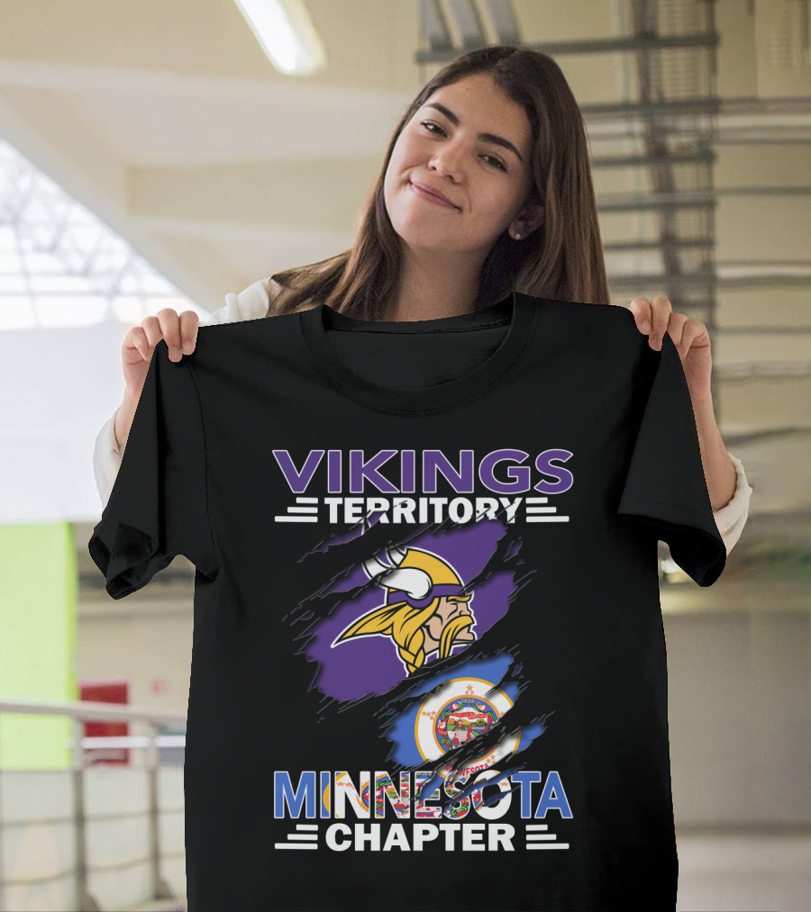 Vikings Territory Minnesota Chapter NFL Fan Logo With State Emblem T-Shirt