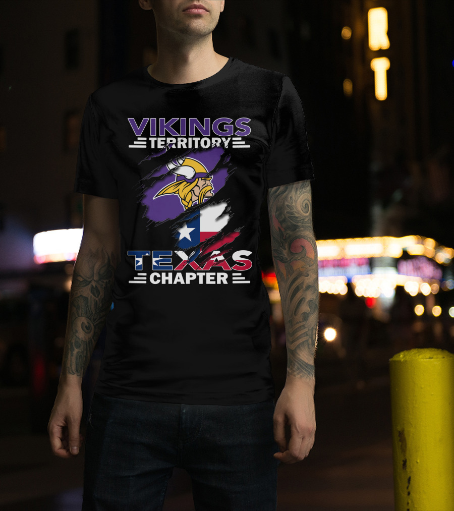 Vikings Territory Texas Chapter Minnesota Football And Lone Star State Flag T-Shirt